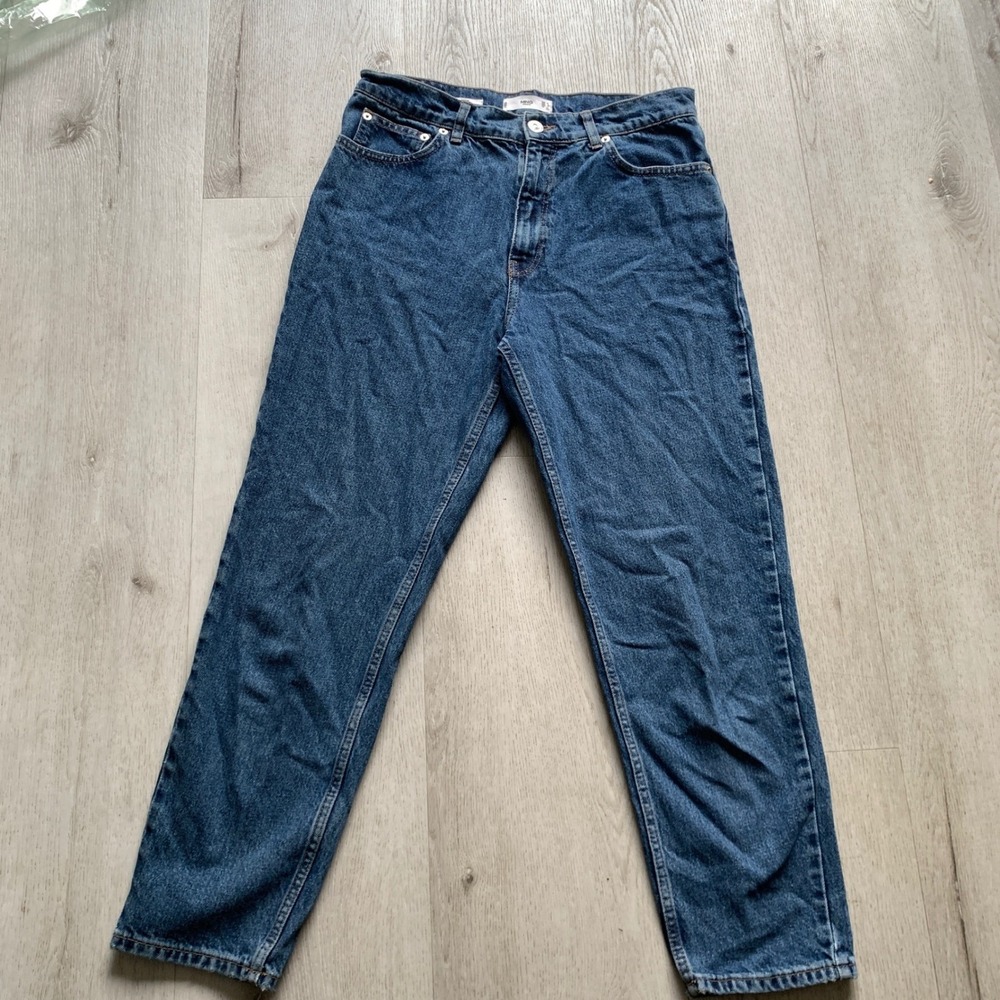 MANGO MNG Collection Women's Size 8‎ Blue Denim High Waist Mom Jeans Relaxed Fit